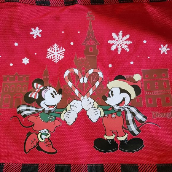 Disneyland 2019 Christmas Holiday Red Mickey & Minnie Tote Bag Disney Parks - Picture 4 of 13